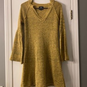 Yellow v- neck sweater dress